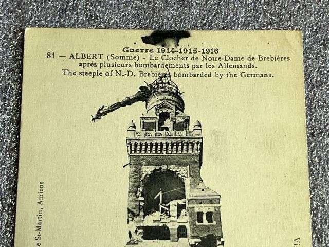 153) Good Original WW1 Postcard. The Damaged Steeple Of A Church In Albert The Somme. — image 7