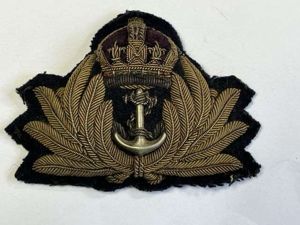 124) Excellent Original WW1 WW2 Royal Navy Officers Bullion Cap …