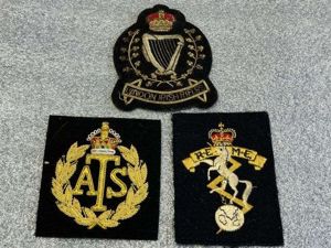 133) Set of 3 Vintage British Army Blazer Badges. ATS. …