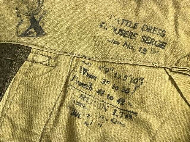 99) Good Original WW2 Canadian Made Battledress Trousers 1945 With Map Pocket Removed — image 13