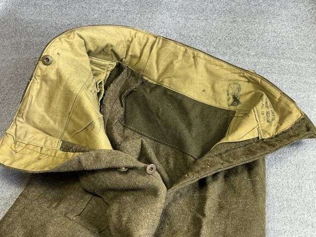 99) Good Original WW2 Canadian Made Battledress Trousers 1945 With Map Pocket Removed — image 14