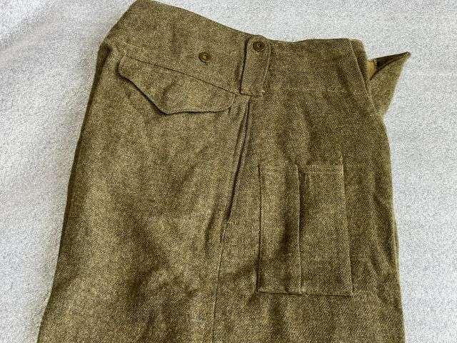 99) Good Original WW2 Canadian Made Battledress Trousers 1945 With Map Pocket Removed — image 17