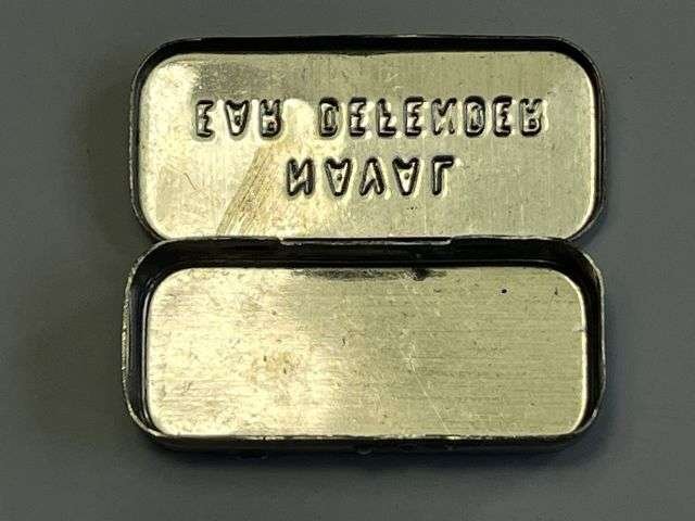 104) Excellent Original WW2 British Royal Navy Issue Naval Ear Defender Small Metal Container — image 4