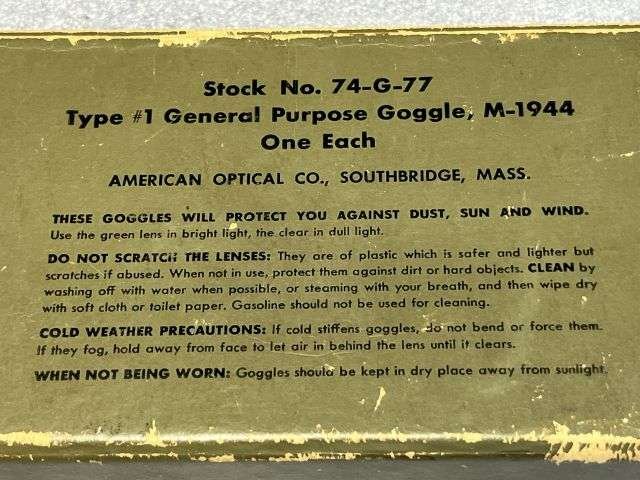 105) Original WW2 Era US Army Issue General Purpose Goggles M-1944 In Box Of Issue — image 19