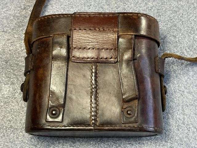106) Good Original WW1 French Made British Army Officers Small Field Glasses and Case — image 14