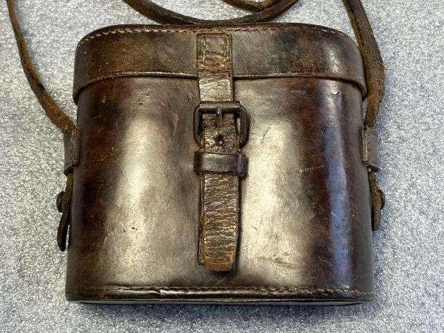 106) Good Original WW1 French Made British Army Officers Small Field Glasses and Case — image 16