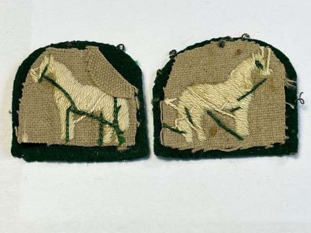 110) Excellent Original WW2 British 9th Armoured Brigade Uniform Removed Cloth Formation Sign Pair — image 2
