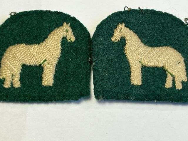 110) Excellent Original WW2 British 9th Armoured Brigade Uniform Removed Cloth Formation Sign Pair — image 3