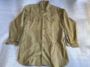 84) Excellent Original 1944 Dated US Army OD Flannel Shirt …