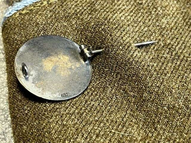 91) Excellent Original WW2 Dated US Army Infantry Officers Garrison Cap With 3rd Army Enamel Badge Marked 800 Silver — image 7