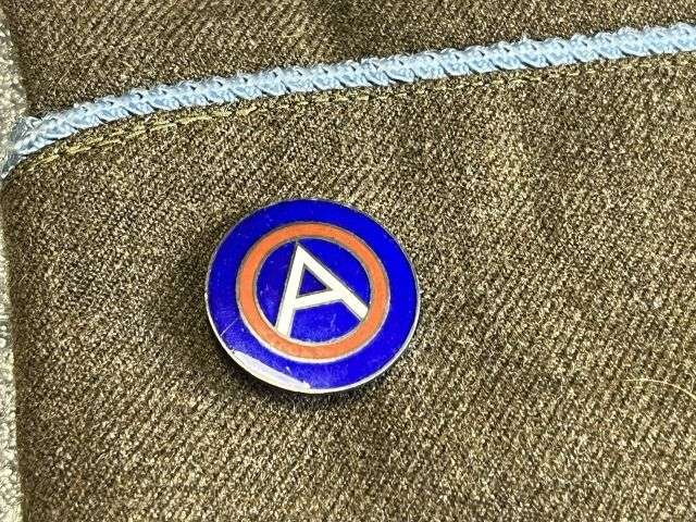 91) Excellent Original WW2 Dated US Army Infantry Officers Garrison Cap With 3rd Army Enamel Badge Marked 800 Silver — image 8