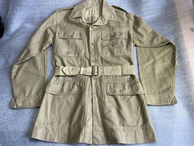 92) Lovely Clean Original WW2 Indian Made British Army Khaki Aertex Bush Jacket With ID & Dated 1942 Also His 1941 Dated Kitbag — image 12