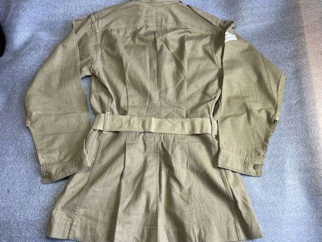 92) Lovely Clean Original WW2 Indian Made British Army Khaki Aertex Bush Jacket With ID & Dated 1942 Also His 1941 Dated Kitbag — image 4