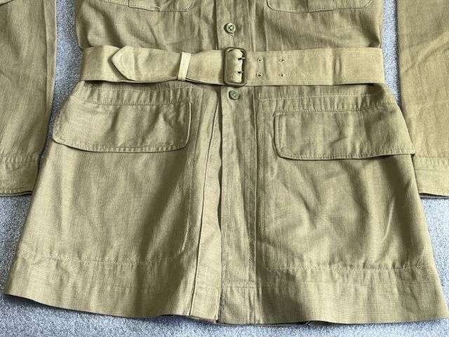 92) Lovely Clean Original WW2 Indian Made British Army Khaki Aertex Bush Jacket With ID & Dated 1942 Also His 1941 Dated Kitbag — image 8