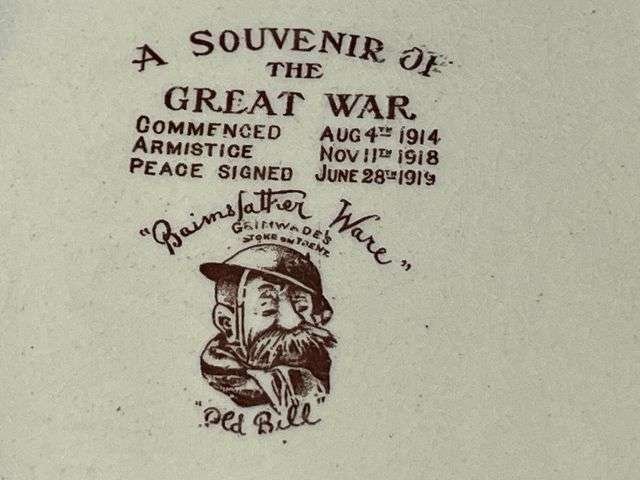 74) Excellent Original WW1 Era Bruce Bairnsfather Old Bill Large Oval Dish/Pin Tray 1919 — image 2