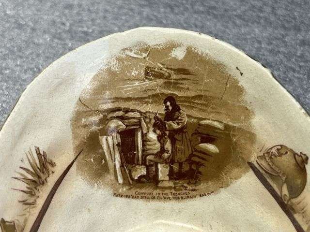 74) Excellent Original WW1 Era Bruce Bairnsfather Old Bill Large Oval Dish/Pin Tray 1919 — image 5