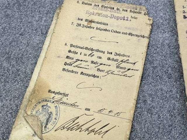 40) Tatty Well Used Original WW1 Imperial German Army Militarpas, Paperwork, Photo & Death Card — image 15