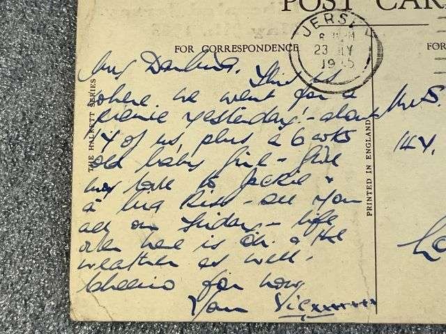 42) Interesting Original WW2 Postcard Greetings From Liberated Jersey May 9th 1945 Posted July 1945 — image 3