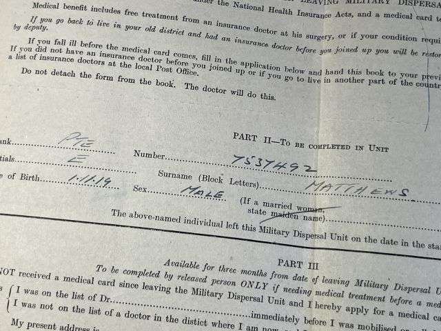 56) WW2 British Army Soldiers Service & Pay Book, Release Book & Paperwork Drivers ID Cards 7537492 Pte E.Matthews RAMC, CMP, RASC & RAPC — image 10