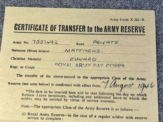 56) WW2 British Army Soldiers Service & Pay Book, Release Book & Paperwork Drivers ID Cards 7537492 Pte E.Matthews RAMC, CMP, RASC & RAPC — image 3