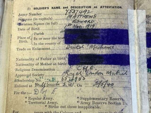 56) WW2 British Army Soldiers Service & Pay Book, Release Book & Paperwork Drivers ID Cards 7537492 Pte E.Matthews RAMC, CMP, RASC & RAPC — image 32