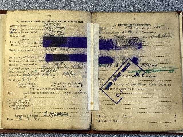 56) WW2 British Army Soldiers Service & Pay Book, Release Book & Paperwork Drivers ID Cards 7537492 Pte E.Matthews RAMC, CMP, RASC & RAPC — image 33