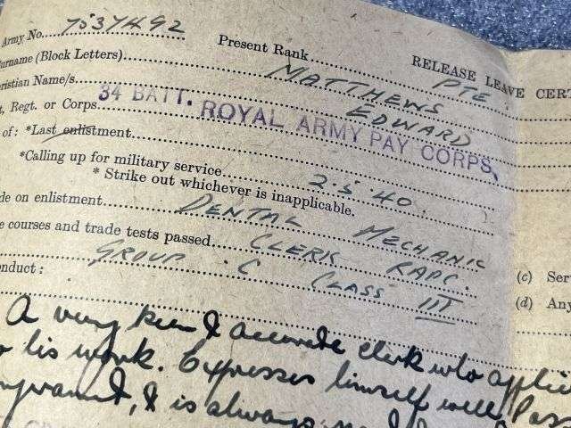 56) WW2 British Army Soldiers Service & Pay Book, Release Book & Paperwork Drivers ID Cards 7537492 Pte E.Matthews RAMC, CMP, RASC & RAPC — image 8