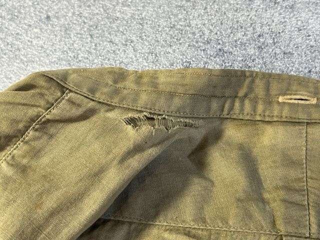 24) Good Original WW2 British Army Officers Green Cotton Collarless Overhead Shirt — image 2