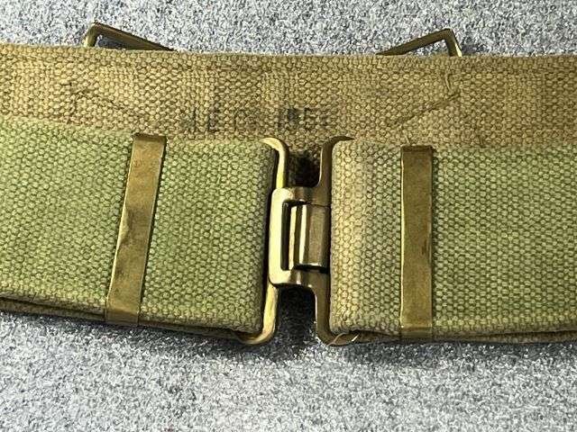 27) Original Post WW2 P37 Webbing Waist Belt Marked MECo 1951 — image 6