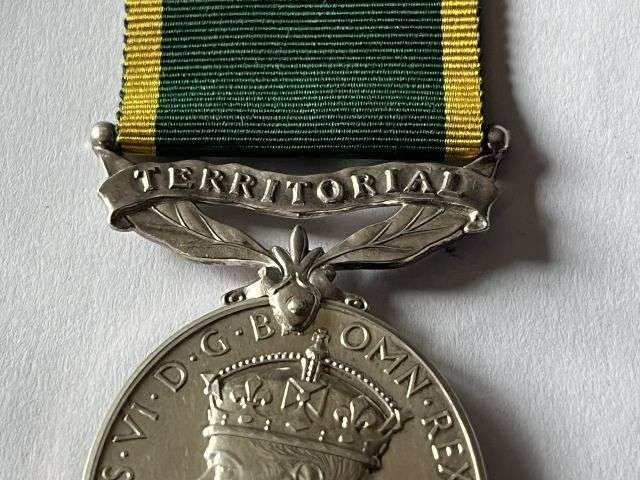 23) Lovely Original Full Size GRVI Territorial Efficiency Medal Named 550711 Pte J.D.Leach Royal Hampshire Regiment — image 6