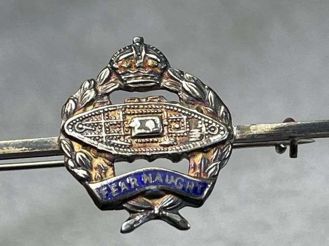 87) Good Original WW2 Pin Back Silver & Enamel Sweetheart Brooch To The Royal Tank Regiment — image 4