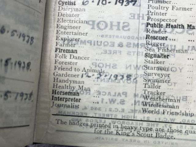 56) Excellent Original Collection of Pre WW2 Boy Scouts Cloth Badges & Diaries 1937-1939 — image 15