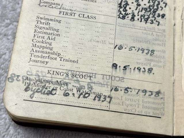 56) Excellent Original Collection of Pre WW2 Boy Scouts Cloth Badges & Diaries 1937-1939 — image 16
