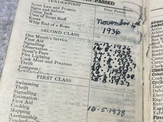 56) Excellent Original Collection of Pre WW2 Boy Scouts Cloth Badges & Diaries 1937-1939 — image 17