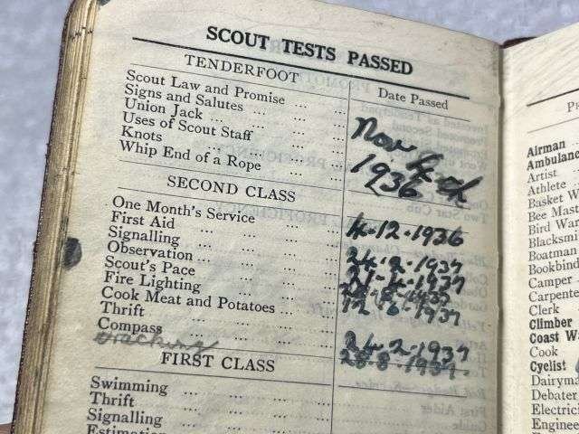 56) Excellent Original Collection of Pre WW2 Boy Scouts Cloth Badges & Diaries 1937-1939 — image 22