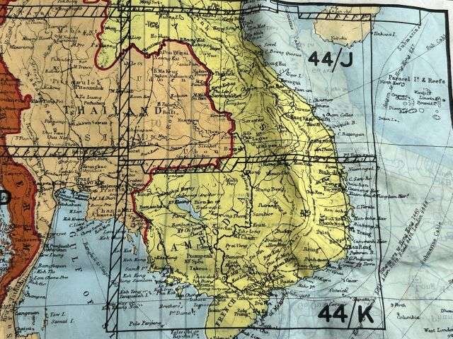 9) Good Original WW2 Escape Map 44J 44K French Indo China, Siam — image 12