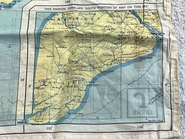 9) Good Original WW2 Escape Map 44J 44K French Indo China, Siam — image 3