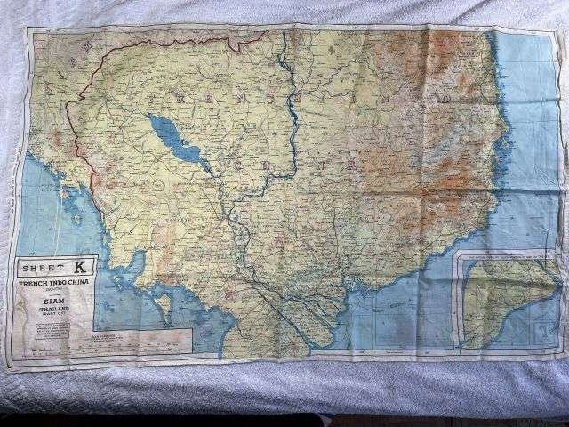9) Good Original WW2 Escape Map 44J 44K French Indo China, Siam — image 7