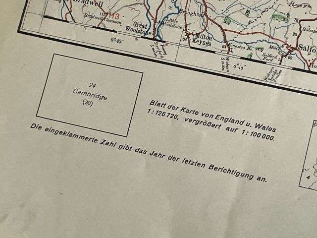 120) Nice Original WW2 German Army Map of Cambridge Operation Sealion Planned Invasion of Britain 1940 — image 12