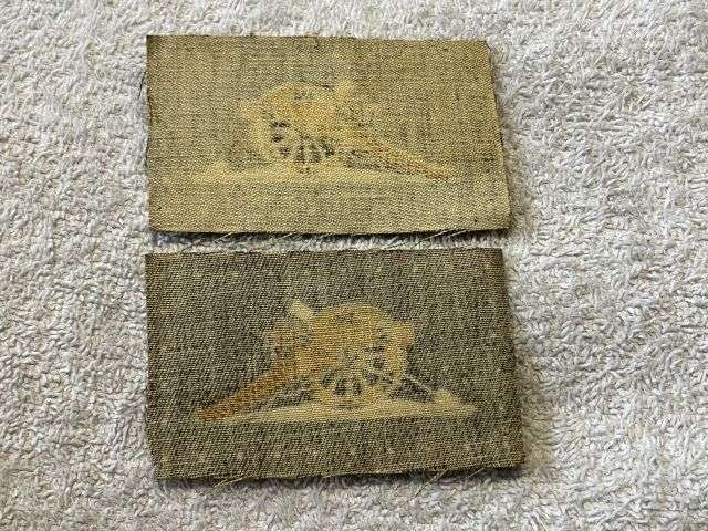 59) Mint Original WW2 Royal Artillery Printed Cloth Cannon Sleeve Badge Pair — image 2