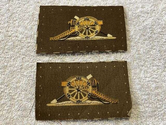 59) Mint Original WW2 Royal Artillery Printed Cloth Cannon Sleeve Badge Pair — image 3