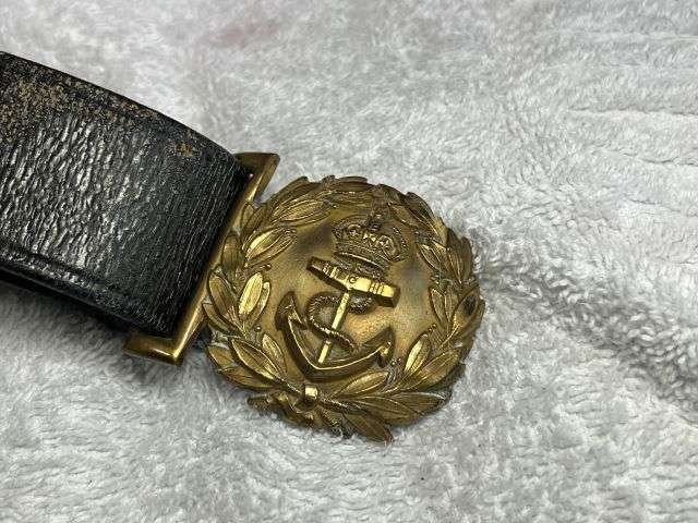 144) Excellent Original WW1 WW2 Royal Navy Officers Sword Belt By J.Gieves & Sons — image 3