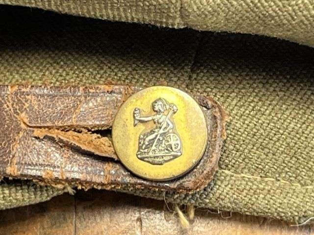 133) Tatty Well Used Original 1950s East Anglian Brigade Officers Peaked Cap With Badge — image 12