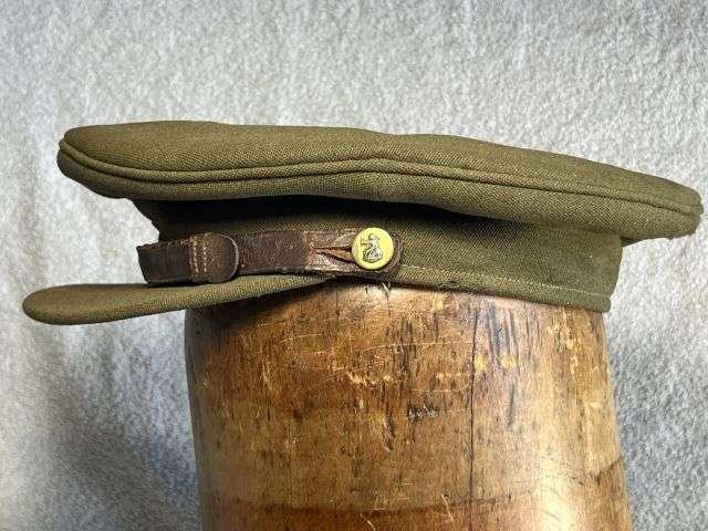 133) Tatty Well Used Original 1950s East Anglian Brigade Officers Peaked Cap With Badge — image 13