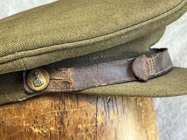 133) Tatty Well Used Original 1950s East Anglian Brigade Officers Peaked Cap With Badge — image 8