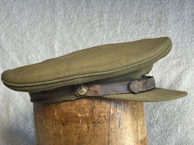 133) Tatty Well Used Original 1950s East Anglian Brigade Officers Peaked Cap With Badge — image 9