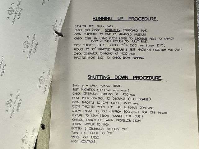 92) Interesting WW2 Era RAF Printed Notes on The Harvard Starting, Checking Gauges, Taking Off, Flying, Landing etc. — image 11