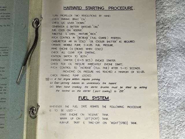 92) Interesting WW2 Era RAF Printed Notes on The Harvard Starting, Checking Gauges, Taking Off, Flying, Landing etc. — image 14