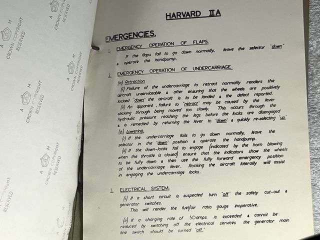 92) Interesting WW2 Era RAF Printed Notes on The Harvard Starting, Checking Gauges, Taking Off, Flying, Landing etc. — image 6