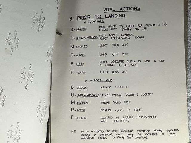 92) Interesting WW2 Era RAF Printed Notes on The Harvard Starting, Checking Gauges, Taking Off, Flying, Landing etc. — image 8